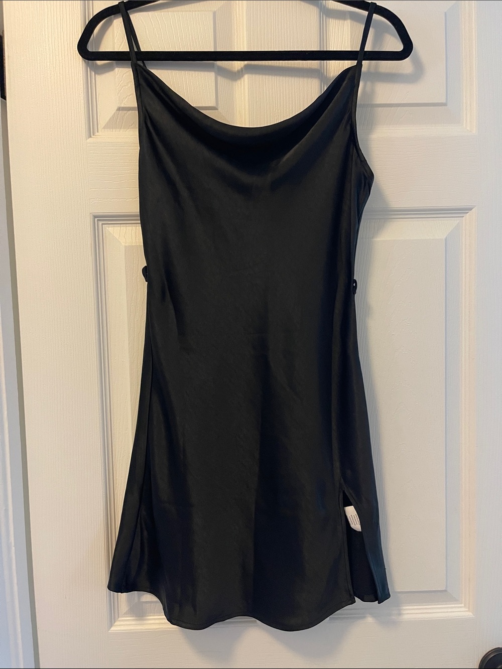 Motel Rocks Black Satin Mini Slip Dress